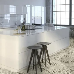 Tarkett Sol Lino - Carreaux de ciment - Noir - Rouleau de 3m x 4m- Lino Sol Vinyle Pvc