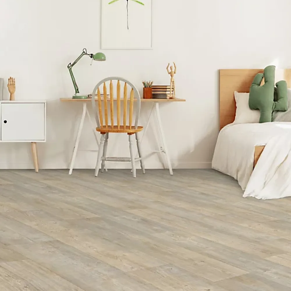 Décoweb Lino Sol Vinyle Pvc<Sol Lino - Imitation parquet bois blanc vieilli - Rouleau de 4m x 25m