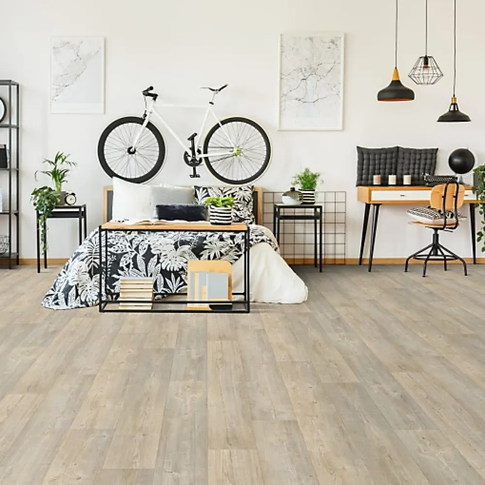 Décoweb Lino Sol Vinyle Pvc<Sol Lino - Imitation parquet bois blanc vieilli - Rouleau de 4m x 2m