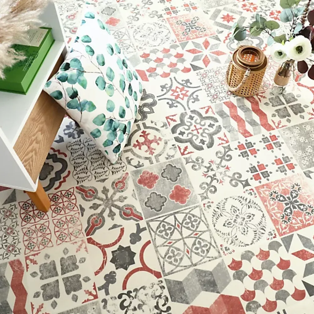 Tarkett Sol Lino Carreaux de ciment - Brique - Rouleau de 4m x 5m- Lino Sol Vinyle Pvc