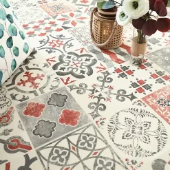 Tarkett Sol Lino Carreaux de ciment - Brique - Rouleau de 4m x 5m- Lino Sol Vinyle Pvc