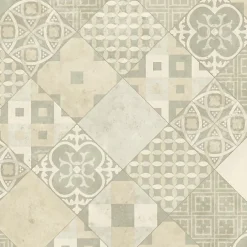 Tarkett Sol PVC - Carreaux Art Déco - Crème et gris - Echantillon 15 x 20 cm- Lino Sol Vinyle Pvc