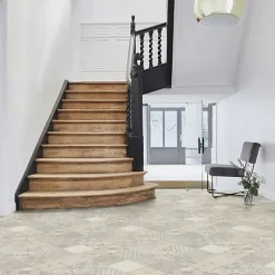Tarkett Sol PVC - Carreaux Art Déco - Crème et gris - Echantillon 15 x 20 cm- Lino Sol Vinyle Pvc
