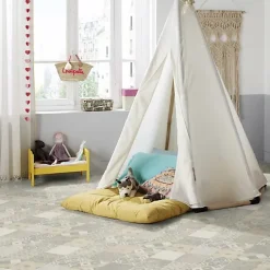 Tarkett Sol PVC - Carreaux Art Déco - Crème et gris - Echantillon 15 x 20 cm- Lino Sol Vinyle Pvc