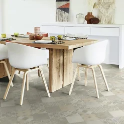 Tarkett Sol PVC - Carreaux Art Déco - Crème et gris - Echantillon 15 x 20 cm- Lino Sol Vinyle Pvc