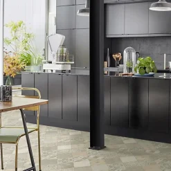 Tarkett Sol PVC - Carreaux Art Déco - Crème et gris - Echantillon 15 x 20 cm- Lino Sol Vinyle Pvc