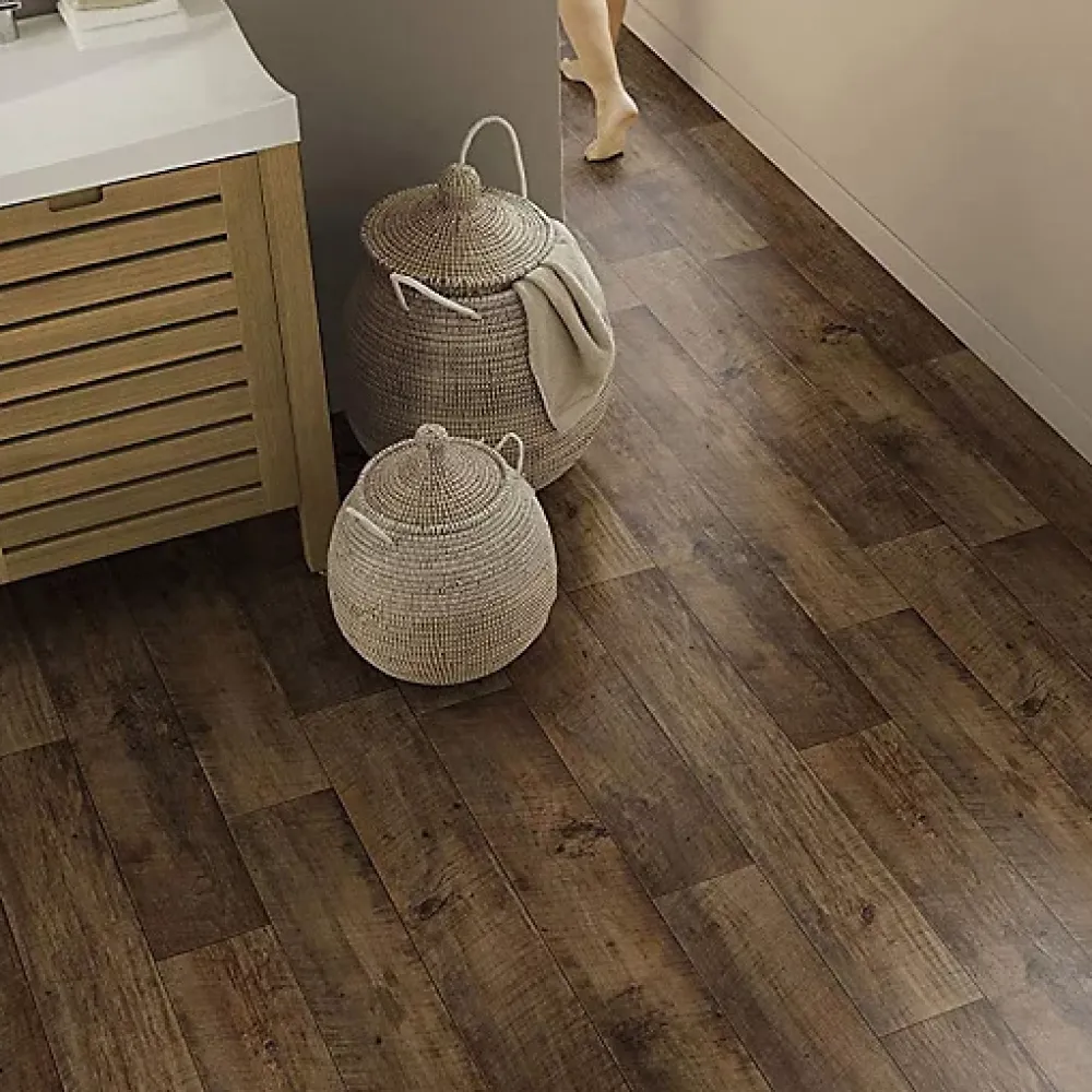 Tarkett Lino Sol Vinyle Pvc<Sol PVC effet parquet Chêne Brun Foncé - Echantillon 15 x 20 cm