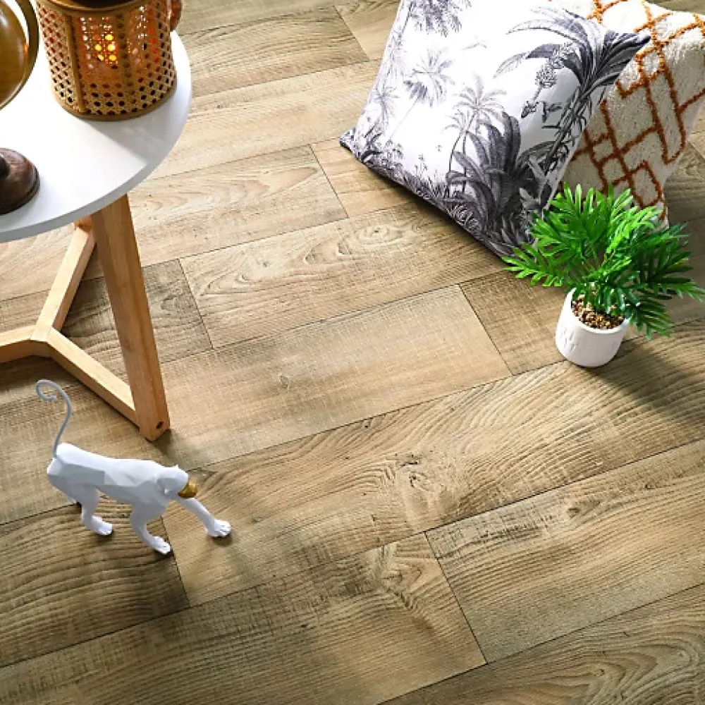 Tarkett Sol PVC Imitation parquet Mélèze Brun Clair - Rouleau de 4m x 4m- Lino Sol Vinyle Pvc
