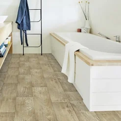 Tarkett Lino Sol Vinyle Pvc<Sol PVC Imitation parquet Mélèze Brun Clair - Rouleau de 4m x 5m