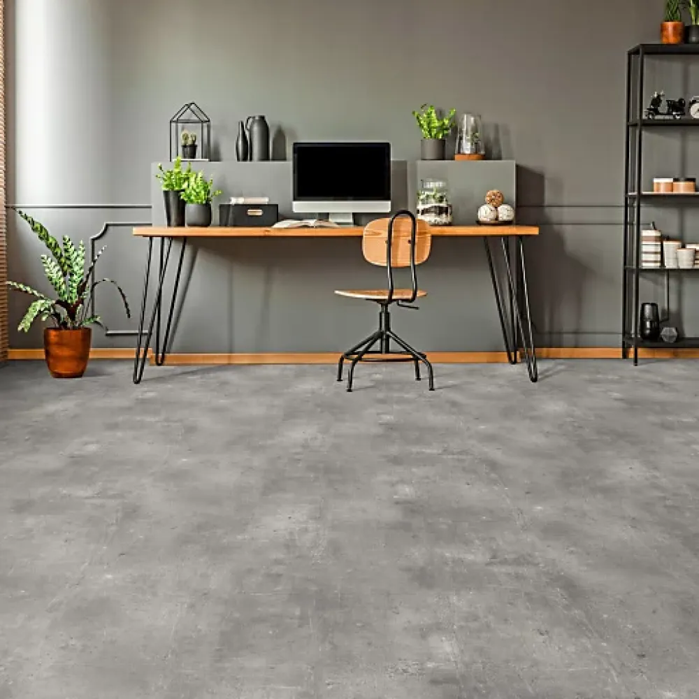 Décoweb Lino Sol Vinyle Pvc<Sol PVC Textile - Aspect béton griffé gris - Rouleau de 4m x 4m