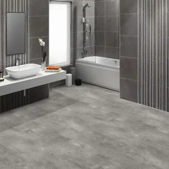 Décoweb Lino Sol Vinyle Pvc<Sol PVC Textile - Aspect béton griffé gris - Rouleau de 4m x 4m