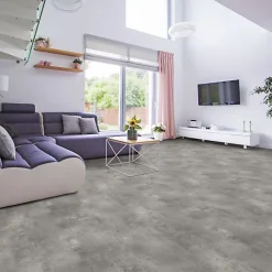 Décoweb Sol PVC Textile - Aspect béton griffé gris - Rouleau de 2m x 5m- Lino Sol Vinyle Pvc