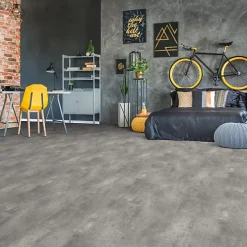 Décoweb Sol PVC Textile - Aspect béton griffé gris - Rouleau de 2m x 5m- Lino Sol Vinyle Pvc