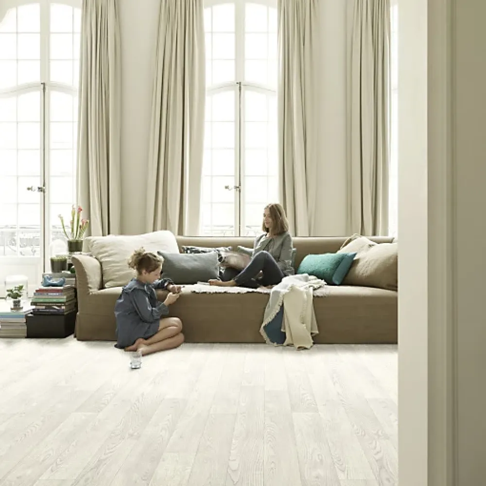 Décoweb Lino Sol Vinyle Pvc<Sol PVC Textile - Aspect parquet chêne blanc - Rouleau de 4m x 6m