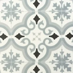 Décoweb Lino Sol Vinyle Pvc<Sol PVC Textile - Effet carreaux de ciment Gris - Rouleau de 3m x 3m