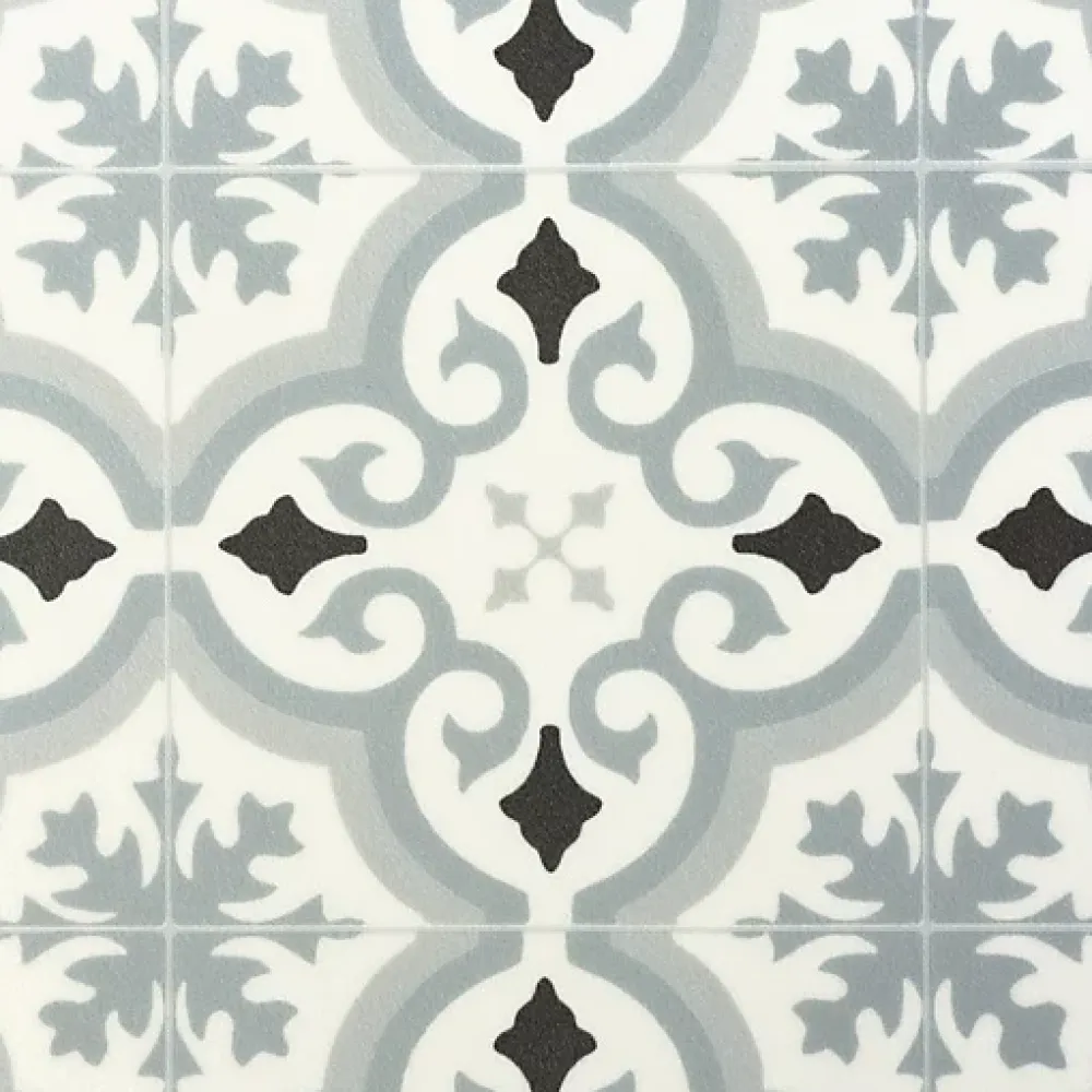 Décoweb Lino Sol Vinyle Pvc<Sol PVC Textile - Effet carreaux de ciment Gris - Rouleau de 3m x 3m