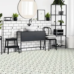 Décoweb Lino Sol Vinyle Pvc<Sol PVC Textile - Effet carreaux de ciment Gris - Echantillon 15 x 20 cm