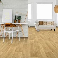Décoweb Lino Sol Vinyle Pvc<Sol PVC Textile Imitation parquet Chêne Maritime - Rouleau de 4m x 4m