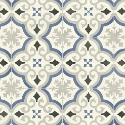 Décoweb Lino Sol Vinyle Pvc<Sol PVC Textile motif carreaux de ciment Bleu et gris - Rouleau de 4m x 4m