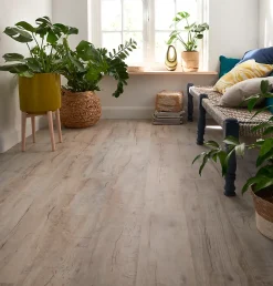 GoodHome Sol stratifié à clipser Brisbane coloris naturel 8 mm - l.129 x l.19.4 cm- Sol Stratifié