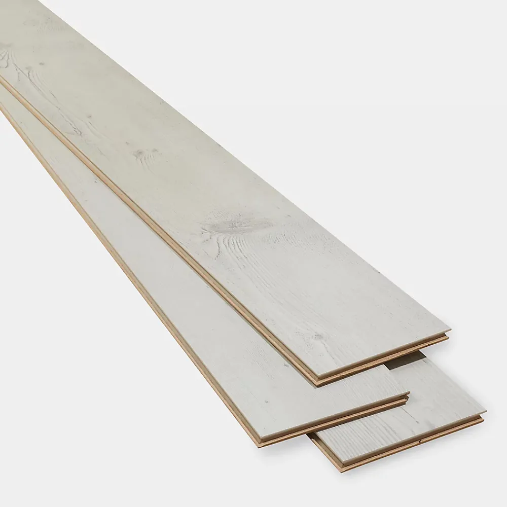 GoodHome Sol stratifié à clipser effet chêne blanchi AC4 L.138 x l.24.4 cm x 8 mm, Bilston- Sol Stratifié