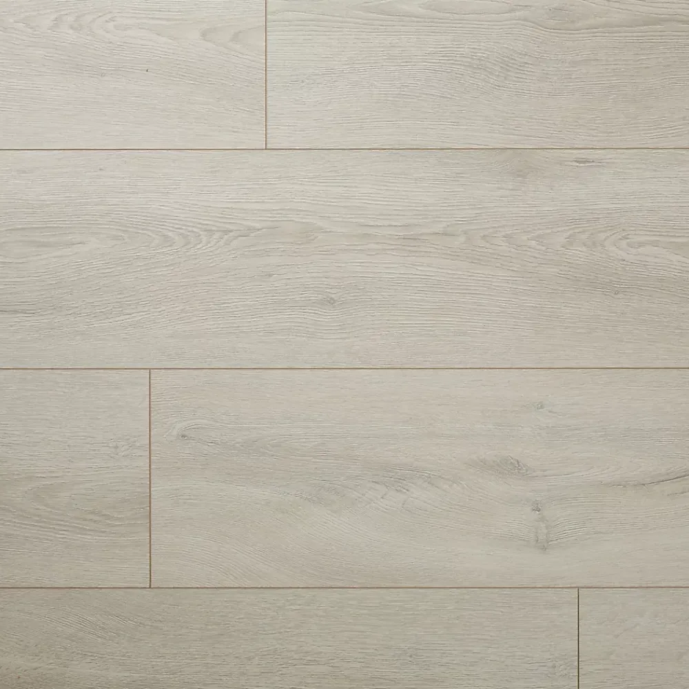 GoodHome Sol Stratifié<Sol stratifié à clipser Newlyn chêne polaire gris L.138 x l.24.4 cm x Ep.10 mm