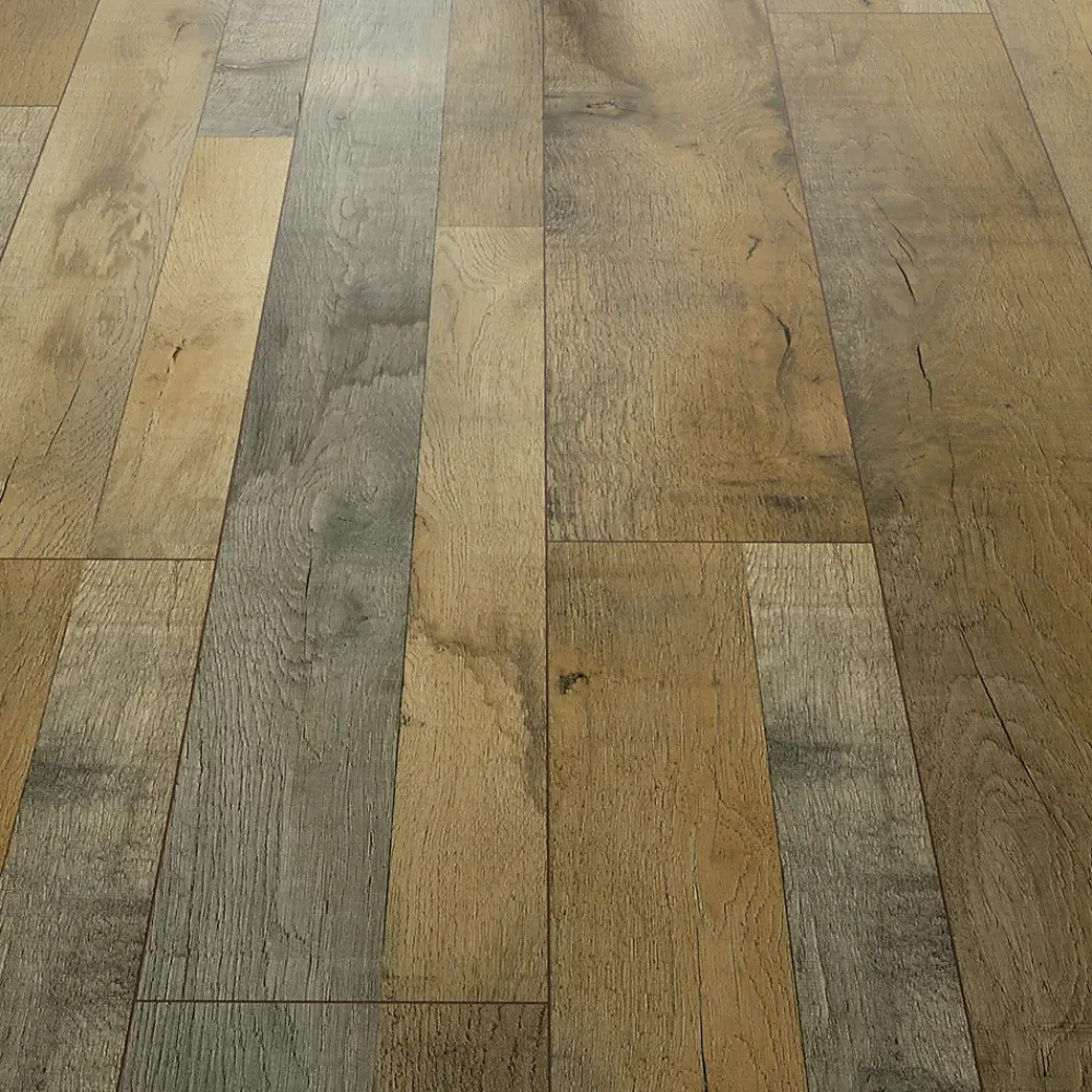 GoodHome Sol Stratifié<Sol stratifié à clisper Barnwood effet chêne structurée L.138.3x19,3 cm Ep.8mm
