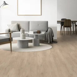 GoodHome Sol Stratifié<Sol stratifié Amande chêne naturel blanc avec sous-couche intégrée AC5