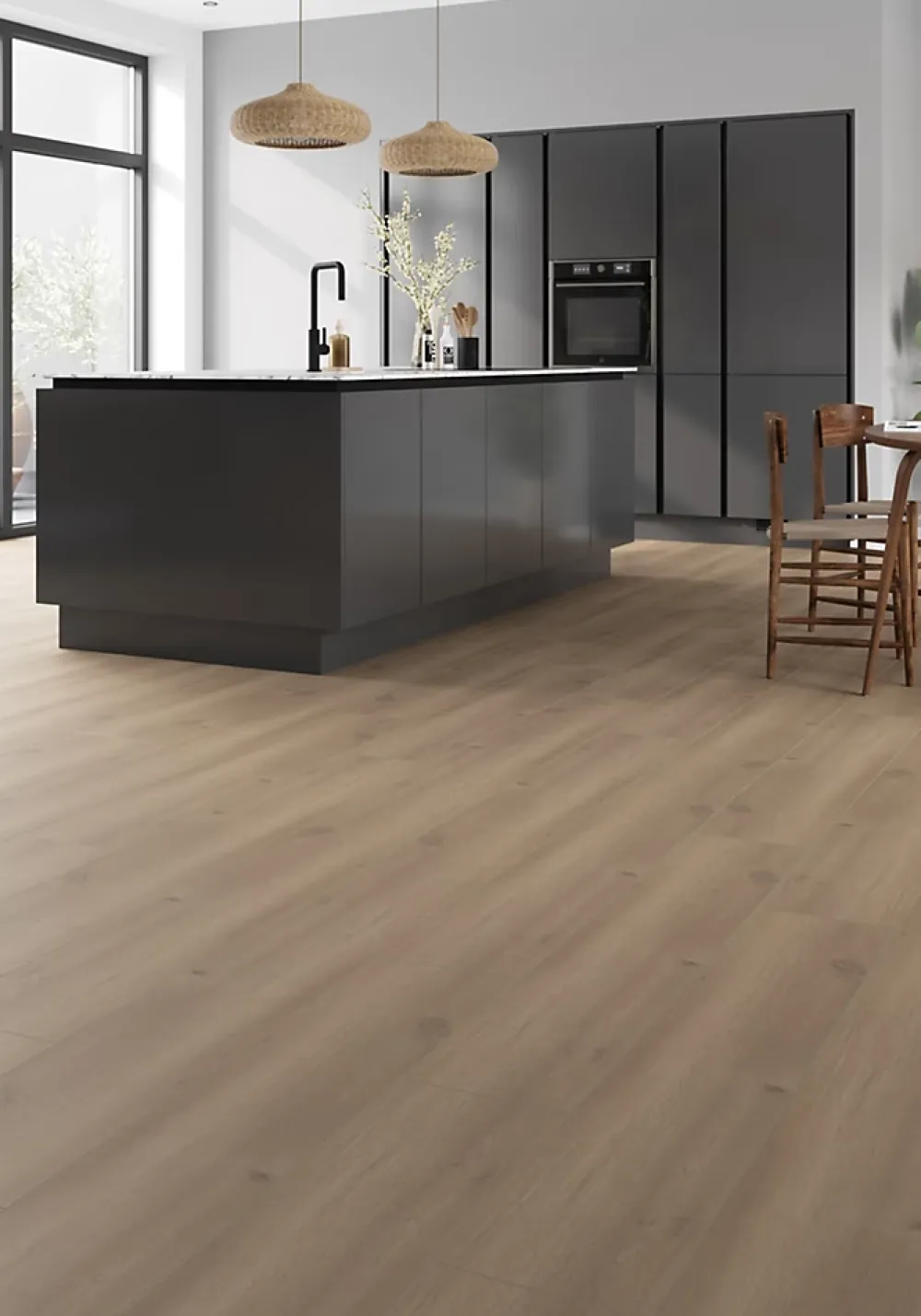 GoodHome Sol Stratifié<Sol stratifié Bolton , passage intense AC5, effet chêne brun, L.126,1 cm x l.24,4 cm x ép.10 mm, résistant à l'eau