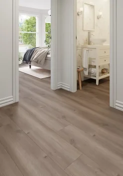 GoodHome Sol Stratifié<Sol stratifié Bolton , passage intense AC5, effet chêne brun, L.126,1 cm x l.24,4 cm x ép.10 mm, résistant à l'eau