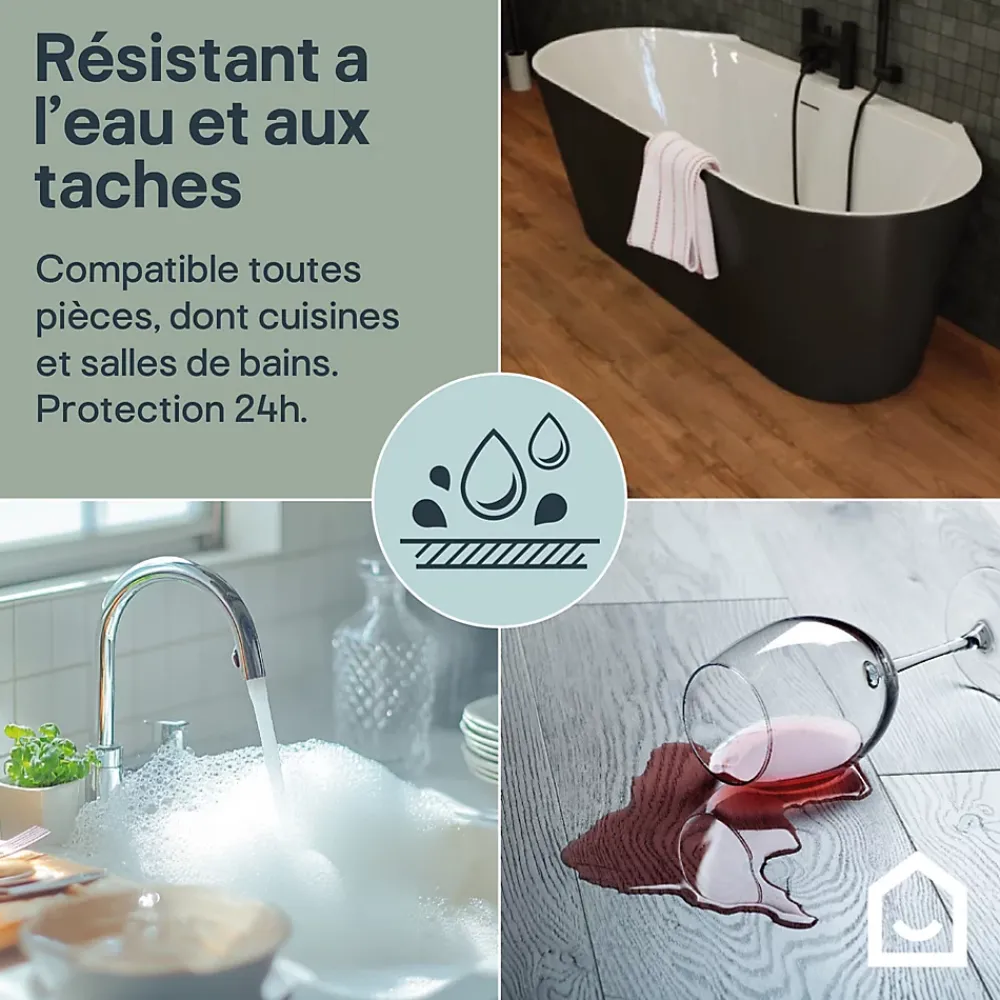GoodHome Sol Stratifié<Sol stratifié Bolton , passage intense AC5, effet chêne brun, L.126,1 cm x l.24,4 cm x ép.10 mm, résistant à l'eau
