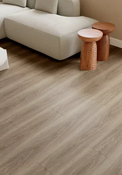 GoodHome Sol Stratifié<Sol stratifié Clancy , passage élevé AC4, effet chêne gris taupe, L.129,2 cm x l.19,3 cm x ép.8 mm