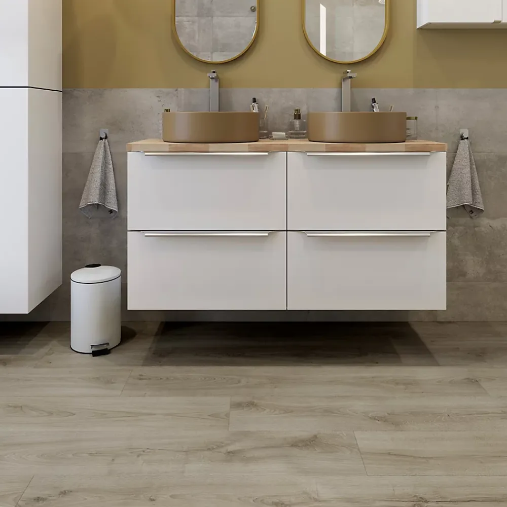GoodHome Sol Stratifié<Sol stratifié Cleobury , passage intense AC5, effet chêne, L.126,1 cm x l.19,2 cm x ép.10 mm, résistant à l'eau