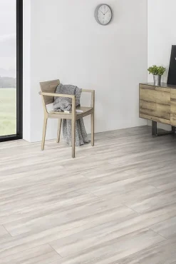 GoodHome Sol stratifié clipsable Birkenhead 8mm L.138 x l.24cm gris- Sol Stratifié