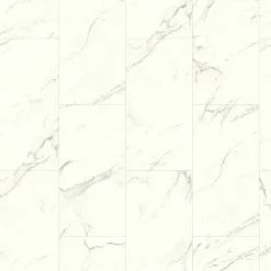 GoodHome Sol stratifié clipsable Elegance aspect marbre blanc 8 mm compatible pièces humides- Sol Stratifié