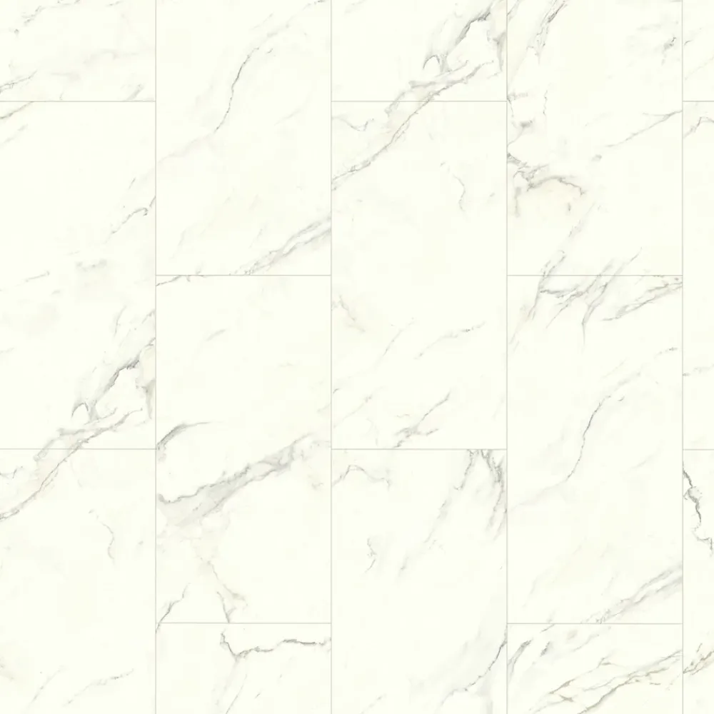 GoodHome Sol stratifié clipsable Elegance aspect marbre blanc 8 mm compatible pièces humides- Sol Stratifié