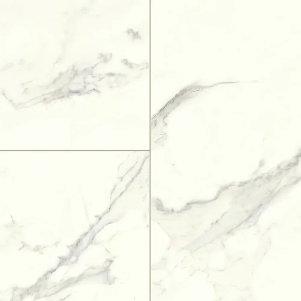 GoodHome Sol stratifié clipsable Elegance aspect marbre blanc 8 mm compatible pièces humides- Sol Stratifié
