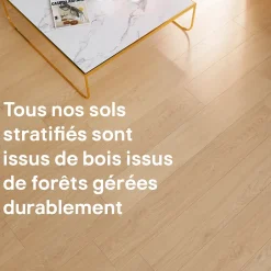 GoodHome Sol Stratifié<Sol stratifié clipsable Helmsley chêne coloris naturel 12 mm