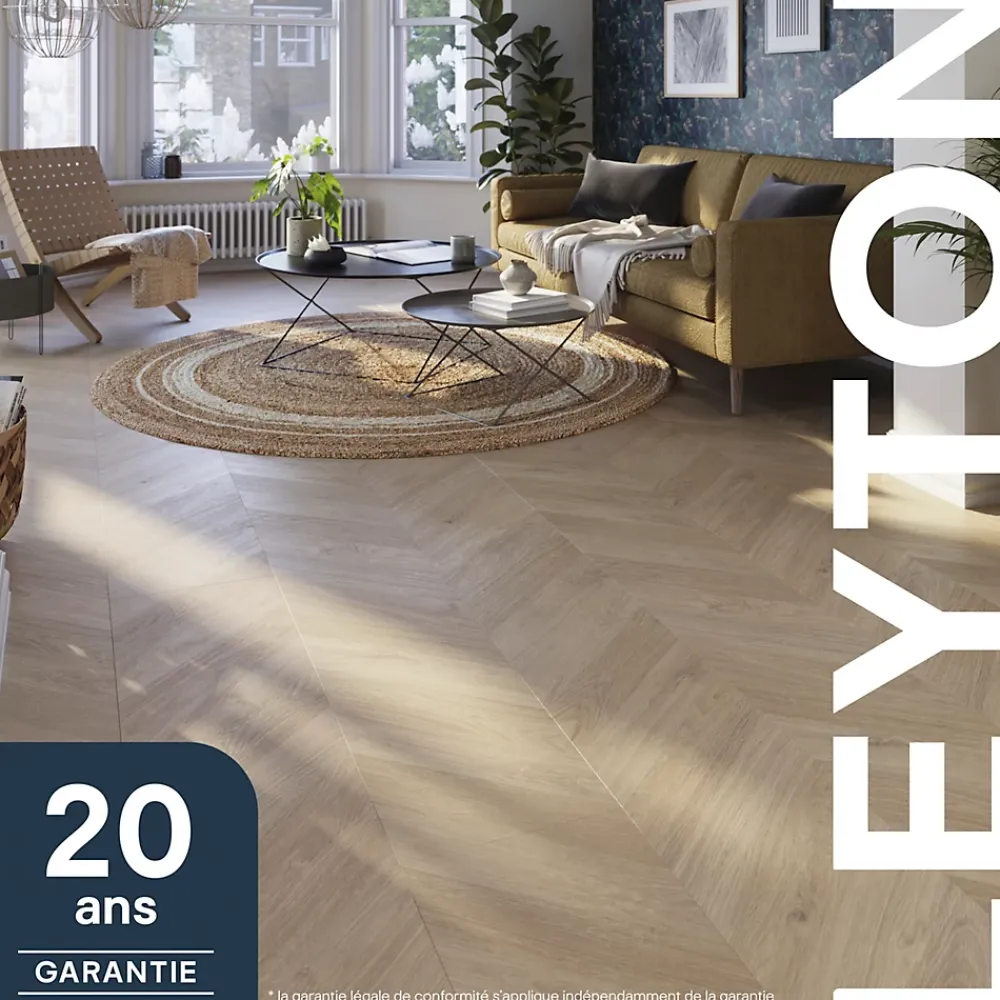 GoodHome Sol stratifié clipsable Leyton chêne naturel 10 mm- Sol Stratifié
