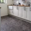 GoodHome Sol Stratifié<Sol stratifié clipsable Slate aspect pierre anthracite 8 mm compatible pièces humides