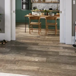 GoodHome Sol stratifié clipsable Tipton chêne brun 8 mm compatible pièces humides- Sol Stratifié