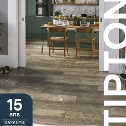 GoodHome Sol stratifié clipsable Tipton chêne brun 8 mm compatible pièces humides- Sol Stratifié