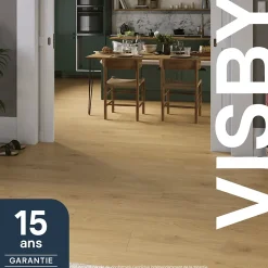 GoodHome Sol Stratifié<Sol stratifié clipsable Visby chêne blond 8mm compatible pièces humides