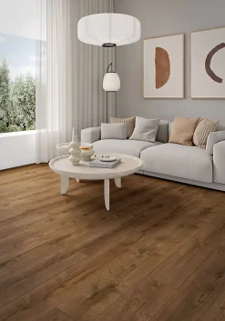 GoodHome Sol Stratifié<Sol stratifié Collville , passage intense AC5, effet chêne brun foncé, L.129 cm x l.19,3 cm x ép.8 mm, résistant à l'eau