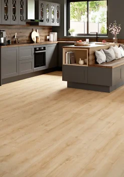 GoodHome Sol Stratifié<Sol stratifié Colville , passage intense AC5, effet chêne blond, L.129 cm x l.19,3 cm x ép.8 mm, résistant à l'eau