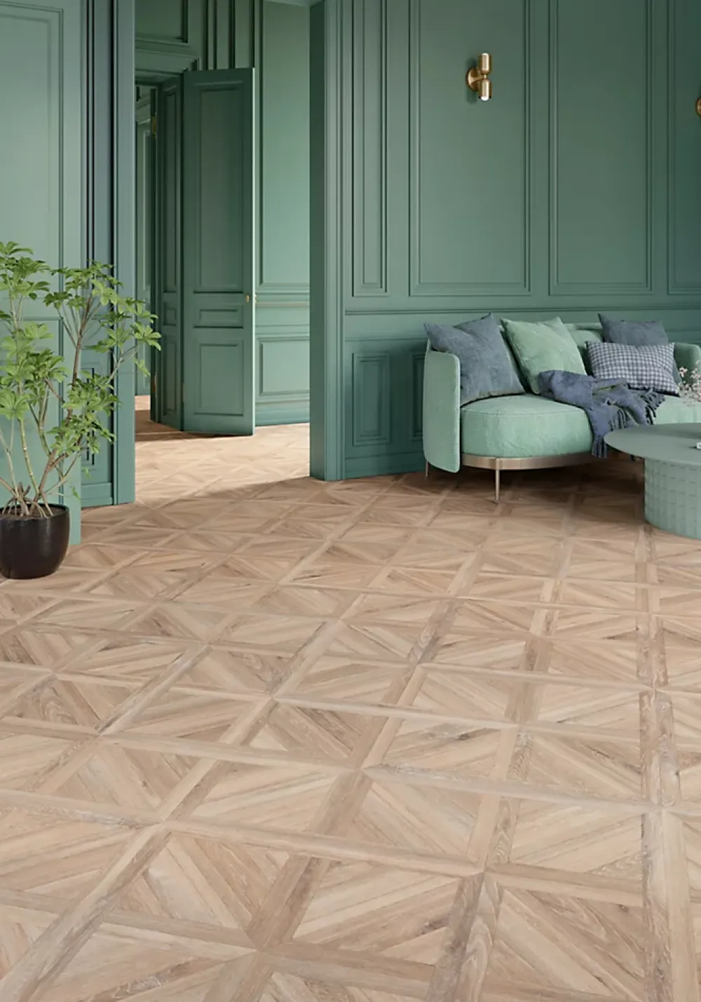 GoodHome Sol stratifié Davenant , passage intense AC5, effet chêne, L.120 cm x l.40 cm x ép.10 mm, résistant à l'eau- Sol Stratifié