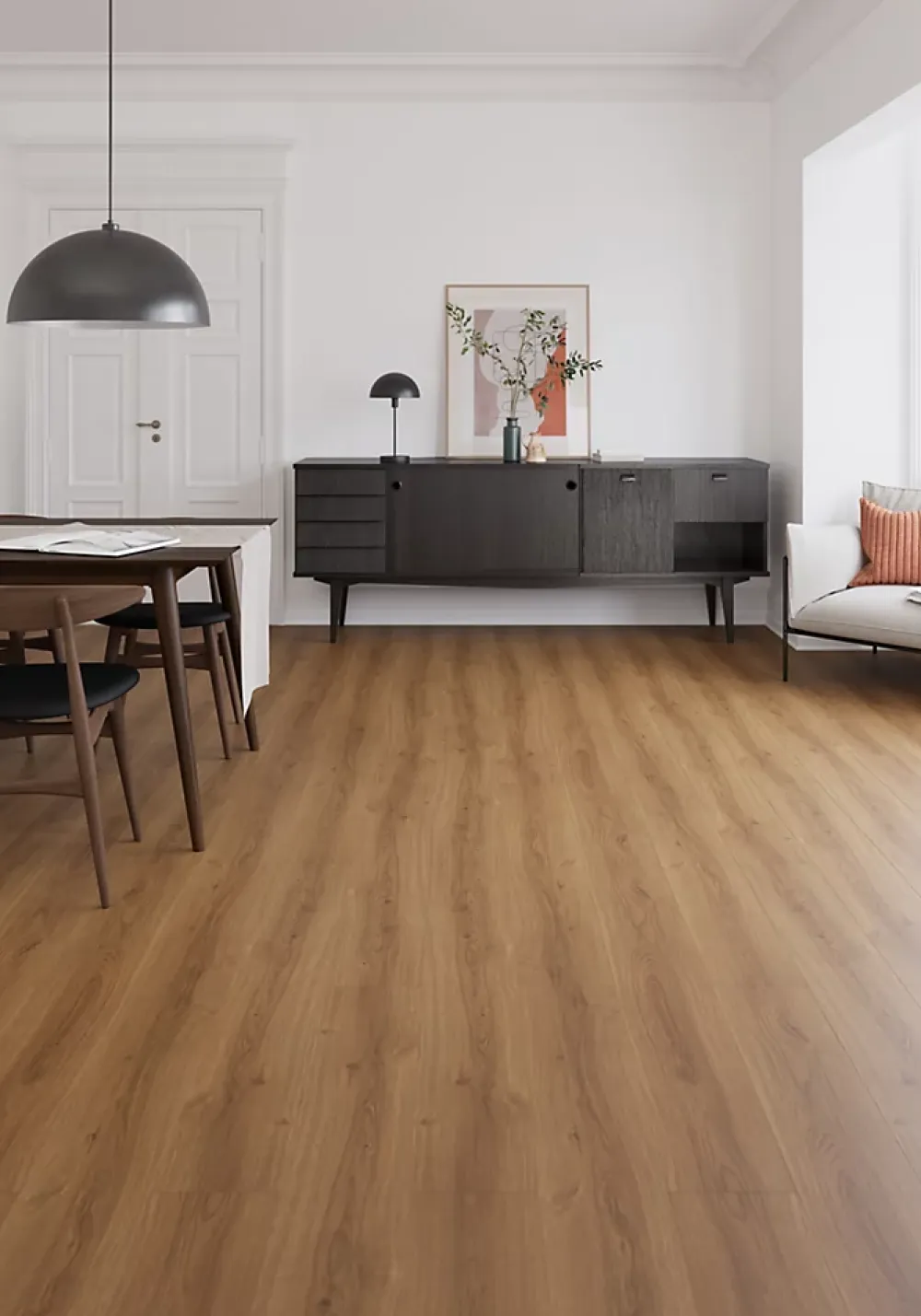 GoodHome Sol stratifié Dovercourt , passage intense AC5, effet chêne miel, L.129,2 cm x l.19,3 cm x ép.8 mm- Sol Stratifié