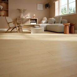 GoodHome Sol stratifié effet chêne blond passage intense AC5 L.129,2 x l.19,3 cm x ép.8 mm, Bryce- Sol Stratifié