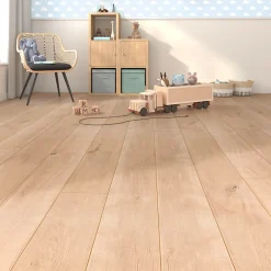 GoodHome Sol stratifié effet chêne passage élevé AC4 L.128,6 cm x l.19,4 cm x ép.8 mm, Gladstone- Sol Stratifié