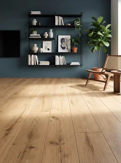 GoodHome Sol Stratifié<Sol stratifié Fleetwood , passage élevé AC4, effet chêne miel, L.138,3 cm x l.19,3 cm x ép.8 mm